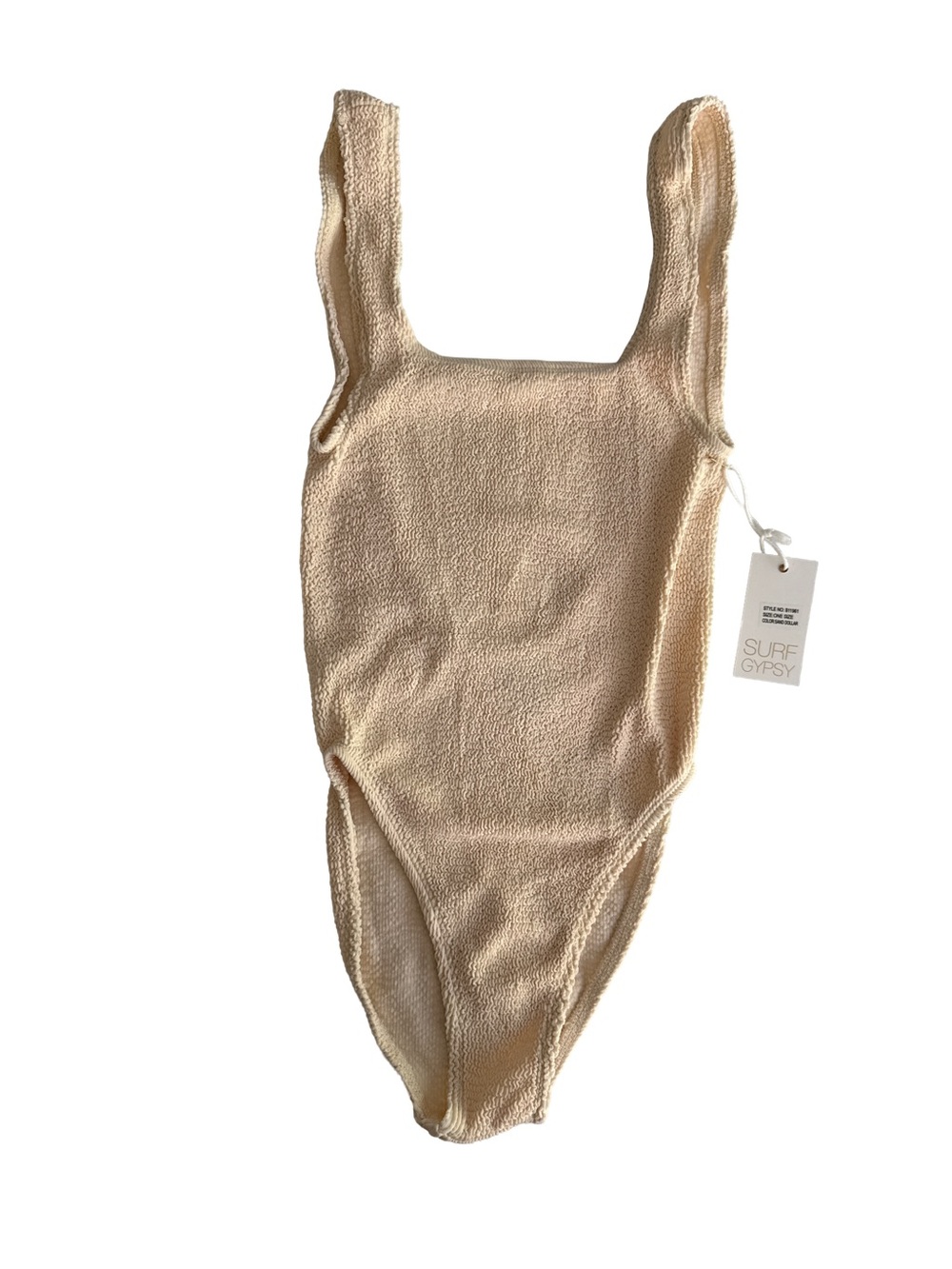 SURF GYPSY NWT Women’s One-Piece Stretch Swimsuit Sand Dollar Beige One Size